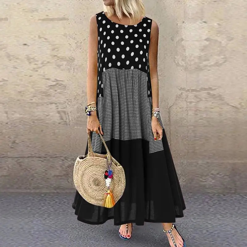Women's Bohemian Ruffle Sundress ZANZEA Summer Sleeveless Floral Printed Maxi Long Dress Casual Loose Party Tanks Vestido