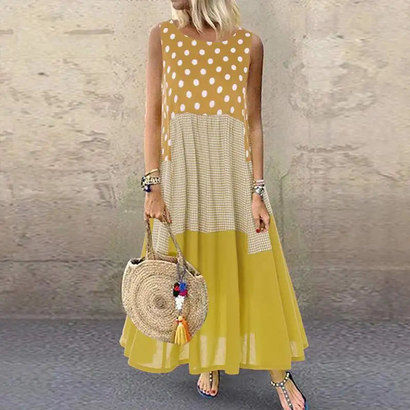 Women's Bohemian Ruffle Sundress ZANZEA Summer Sleeveless Floral Printed Maxi Long Dress Casual Loose Party Tanks Vestido